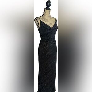 VTG City Triangles Black Sequin Maxi Pencil Skirt